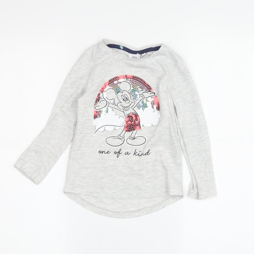 Disney Girls Grey Mickey Mouse Long Sleeve T-Shirt 3-4 Years