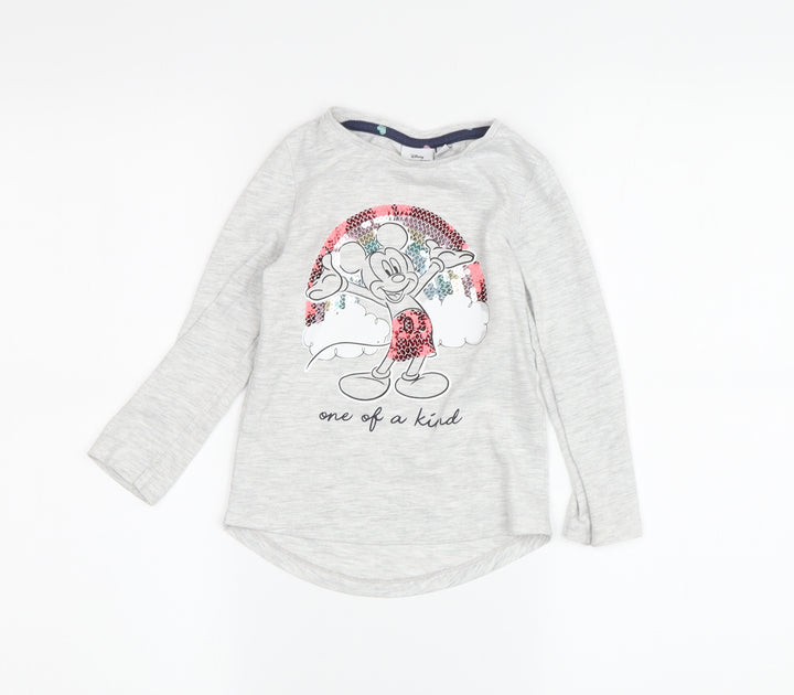 Disney Girls Grey Mickey Mouse Long Sleeve T-Shirt 3-4 Years