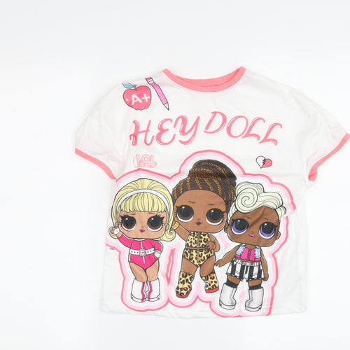 LOL Surprise Girls White T-Shirt, 7-8 Years, Graphic, Short Sleeve