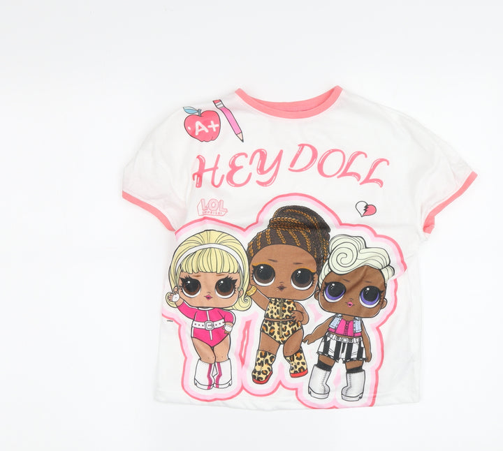 LOL Surprise Girls White T-Shirt, 7-8 Years, Graphic, Short Sleeve