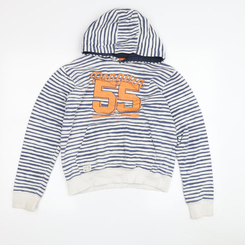 Penguin Boys Blue Striped Pullover Hoodie Size 12-13Y