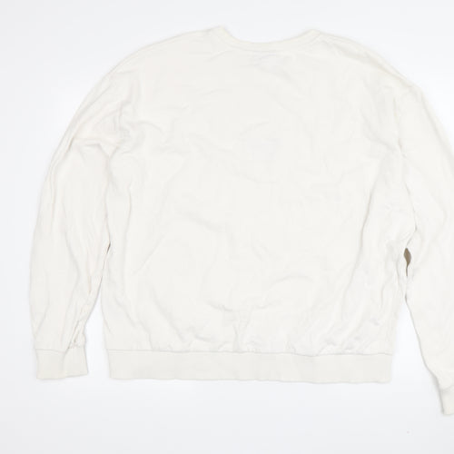Topshop Women's White Pullover Sweatshirt, Size L, Butterfly Theme