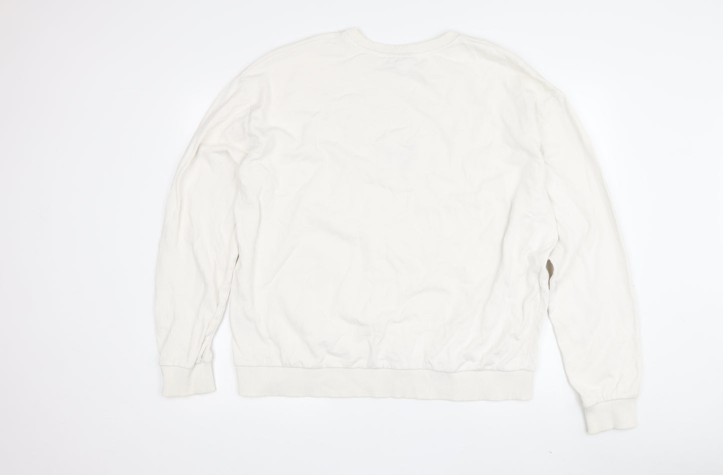 Topshop Women's White Pullover Sweatshirt, Size L, Butterfly Theme