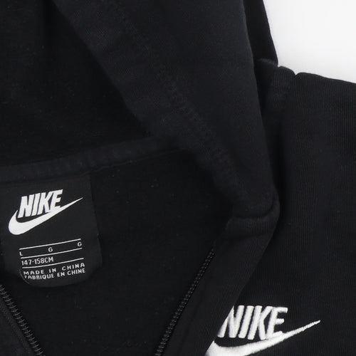 Nike Boys Black Full Zip Hoodie - Size L, Fleece, Casual