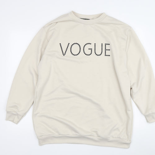 Miss Klass Women Beige Pullover Sweatshirt Size 24