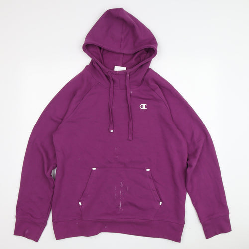 Champion Purple Unisex Hoodie M Logo Pullover
