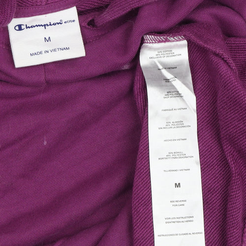 Champion Purple Unisex Hoodie M Logo Pullover