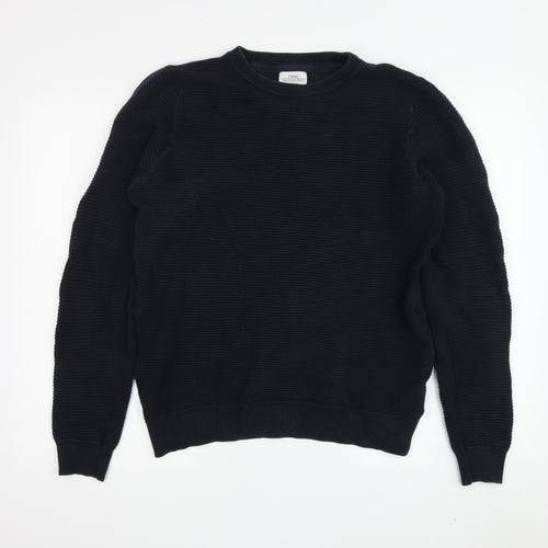Next Men's Medium Blue Cotton Pullover Jumper