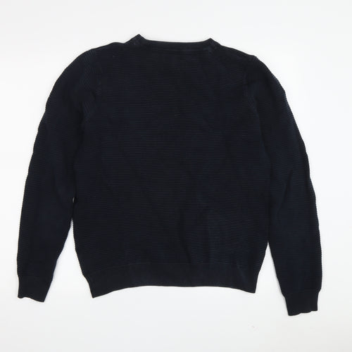 Next Men's Medium Blue Cotton Pullover Jumper