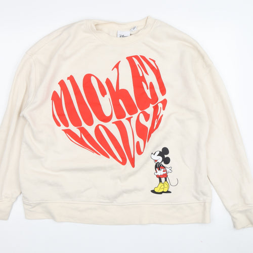 Disney Women's Ivory Mickey Sweatshirt L