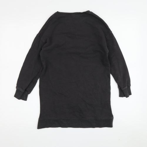 Next Girls Black Rainbow Sweatshirt Dress, Size 7 Years