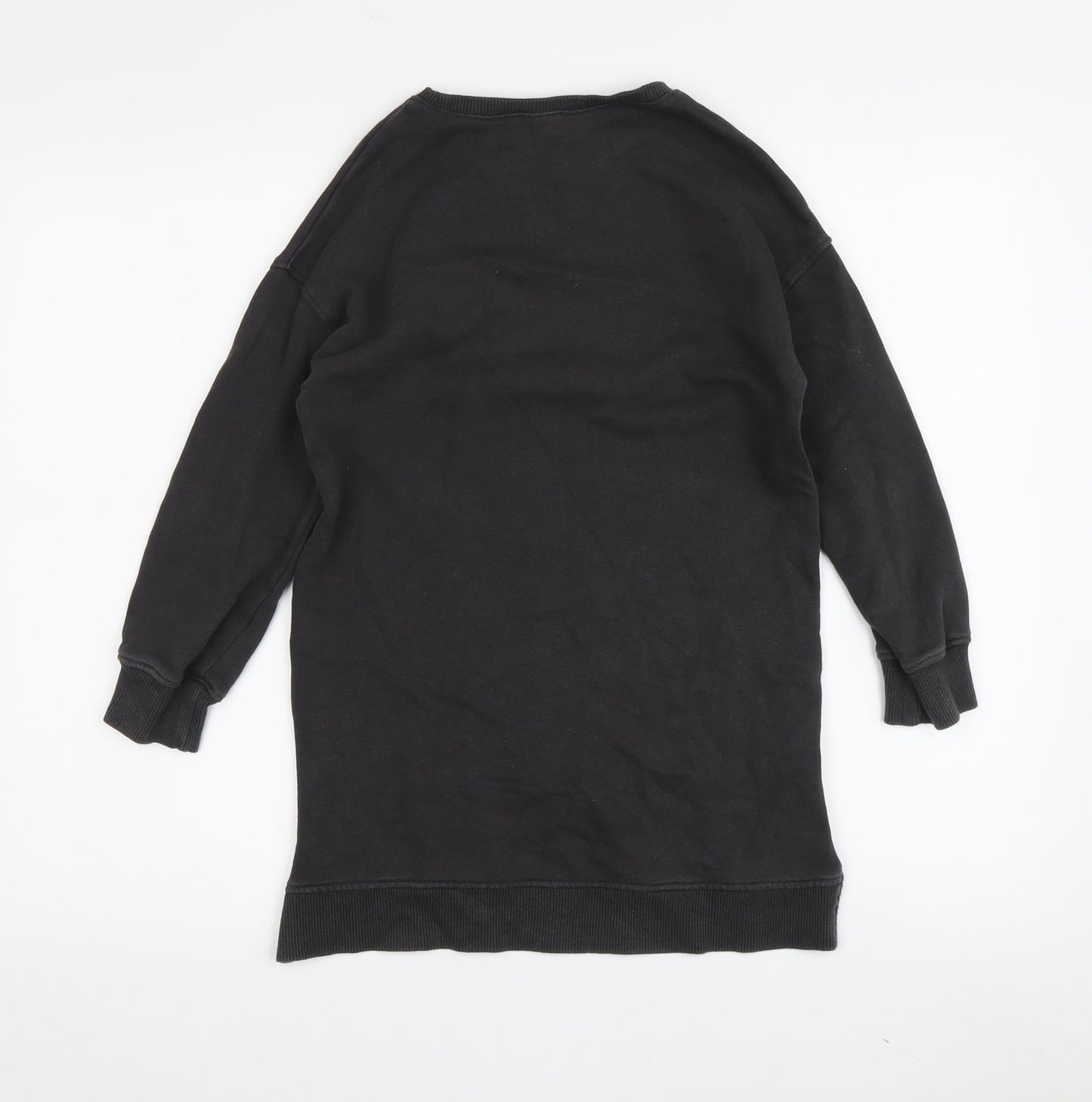 Next Girls Black Rainbow Sweatshirt Dress, Size 7 Years