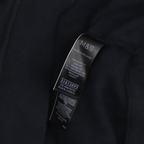 M&S Women's Black Hoodie, Size 14, Casual Pullover