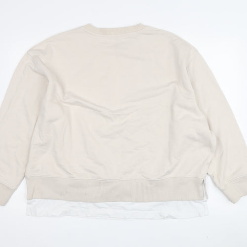 Zara Women's Beige Crew Neck Pullover Sweatshirt M