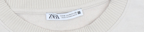 Zara Women's Beige Crew Neck Pullover Sweatshirt M