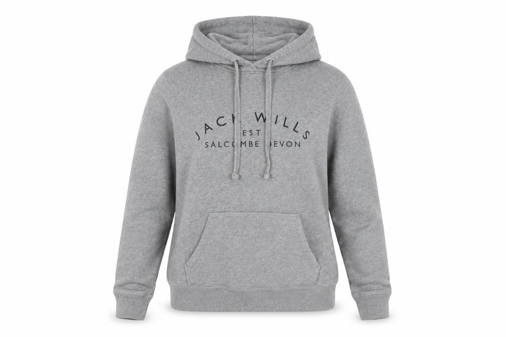 Front view of Jack Wills Women's Grey Hoodie, UK 8, Pullover