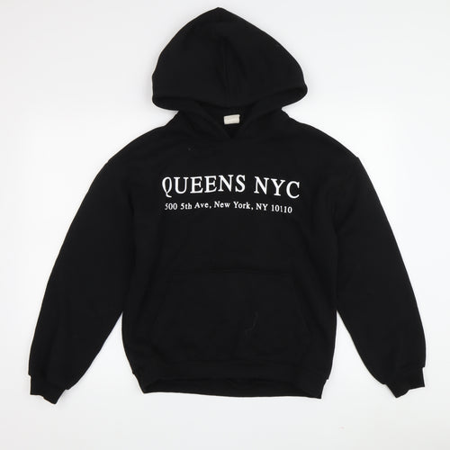 Zara Boys Black Graphic Print Pullover Hoodie Size 14