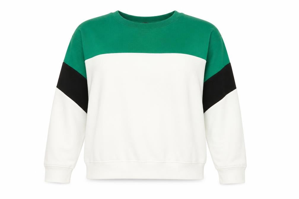 Front view of New Look Women's Colourblock Sweatshirt Green, size 16