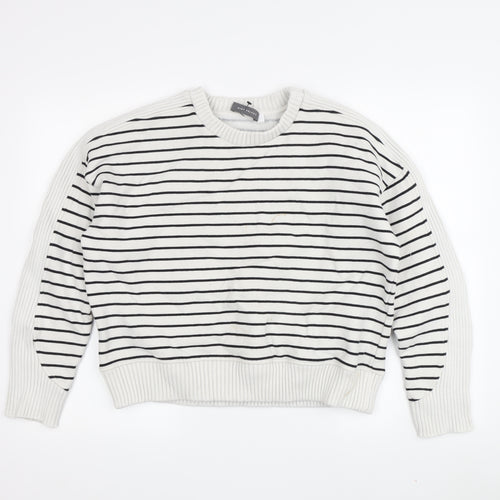 Mint Velvet Women's White Striped Pullover Sweatshirt L