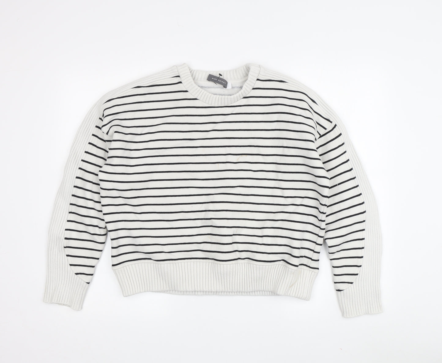 Mint Velvet Women's White Striped Pullover Sweatshirt L
