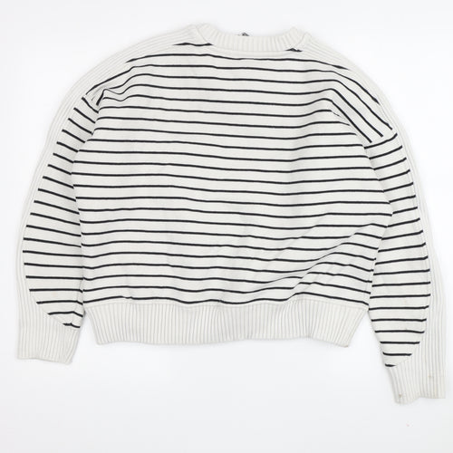Mint Velvet Women's White Striped Pullover Sweatshirt L