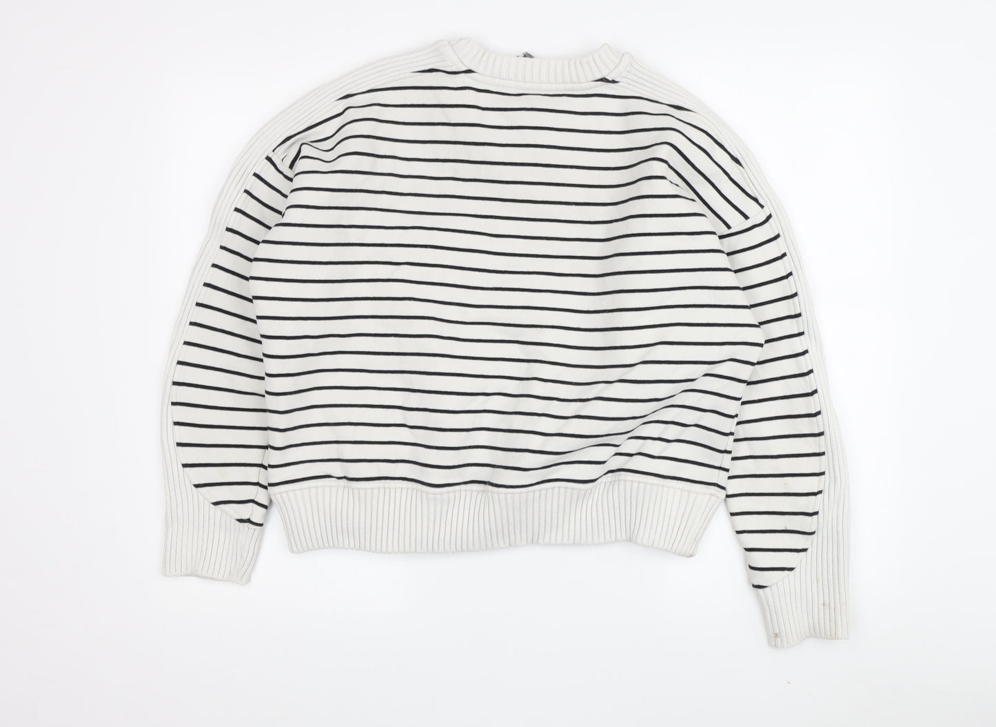 Mint Velvet Women's White Striped Pullover Sweatshirt L
