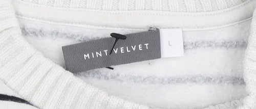 Mint Velvet Women's White Striped Pullover Sweatshirt L