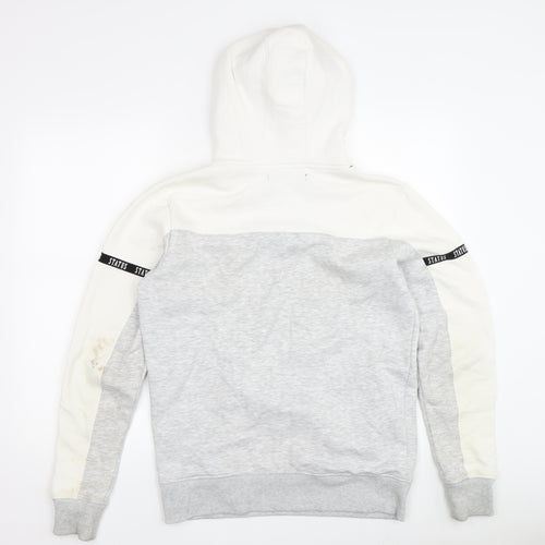 STATUS Men's Grey Pullover Hoodie, Size S, Logo Accented