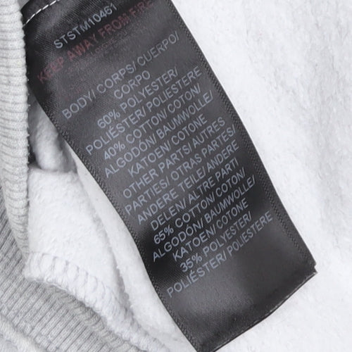 STATUS Men's Grey Pullover Hoodie, Size S, Logo Accented