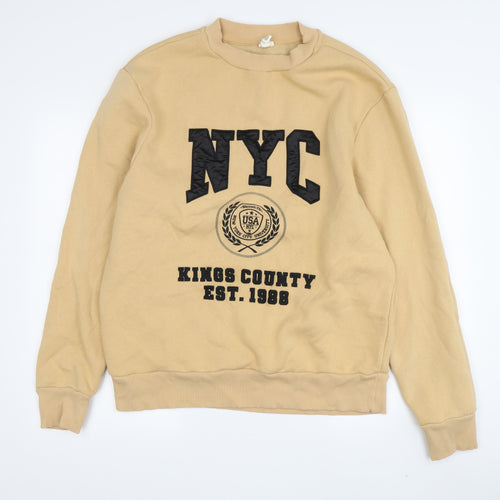 River Island Men's Beige Crew Neck Sweatshirt M