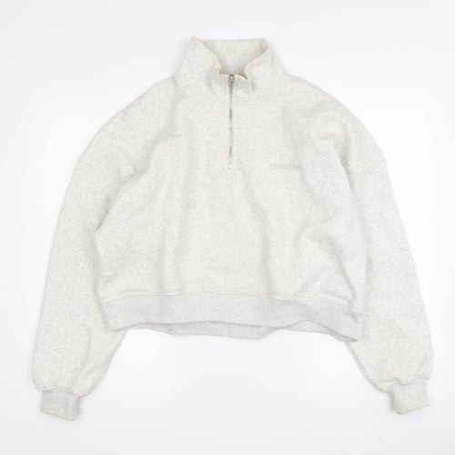 Boohoo Women's Grey Pullover Sweatshirt, S, High Neck, Logo