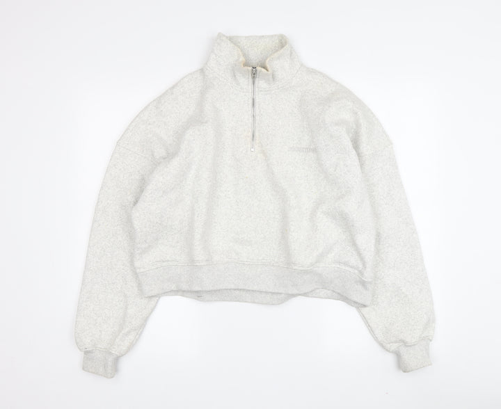 Boohoo Women's Grey Pullover Sweatshirt, S, High Neck, Logo