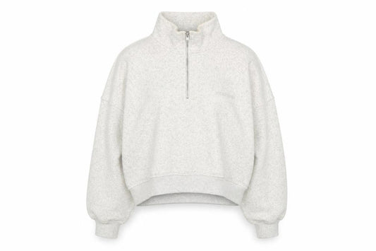 Front view of Boohoo Women's Grey Pullover Sweatshirt, S, High Neck, Logo