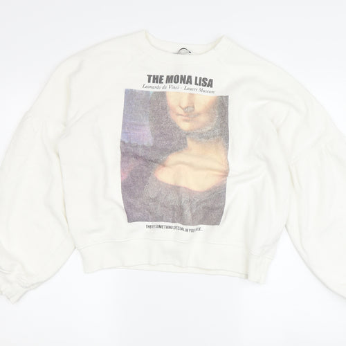 Zara Women's White Mona Lisa Art Print Sweatshirt S