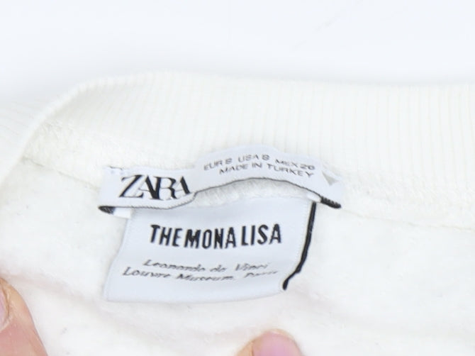 Zara Women's White Mona Lisa Art Print Sweatshirt S