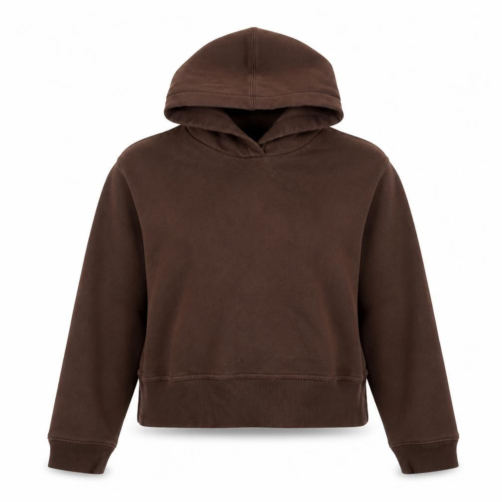 Front view of Zara Women’s Brown Cotton Pullover Hoodie - Small