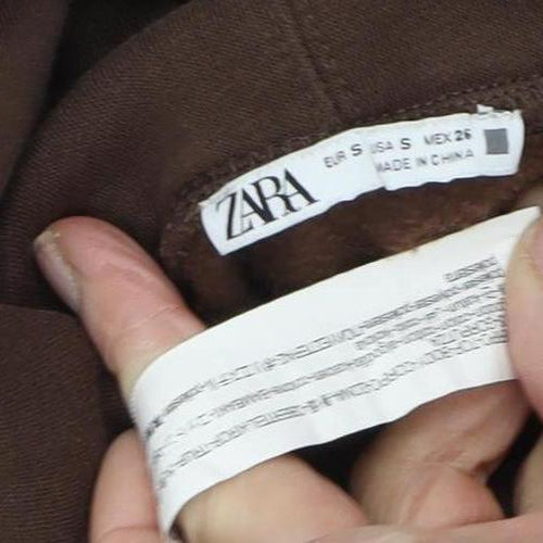 Zara Women’s Brown Cotton Pullover Hoodie - Small