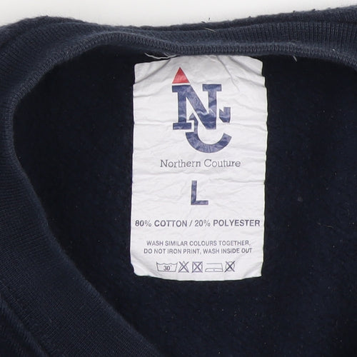 Northern Couture Men's Blue Large Logo Pullover Sweatshirt