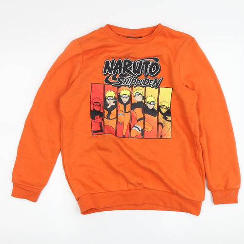 Naruto Boys Orange Anime Graphic Long Pullover Sweatshirt 11-12Y