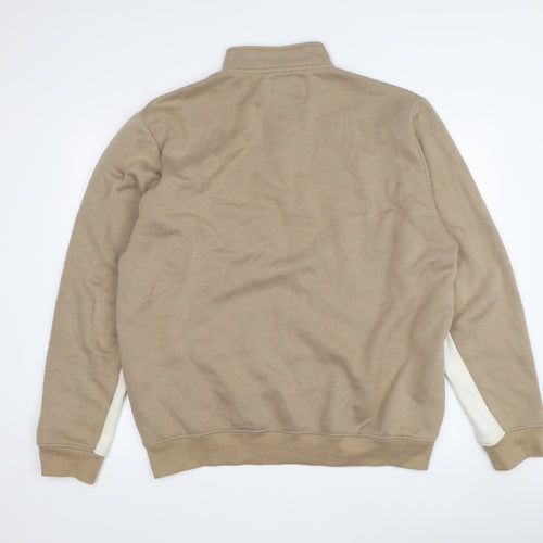 boohooMAN Mens Beige 2XL 1/4 Zip Sweatshirt