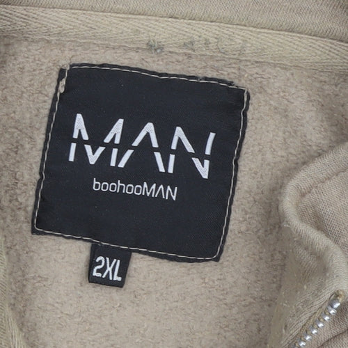 boohooMAN Mens Beige 2XL 1/4 Zip Sweatshirt