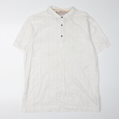 Mantaray Men's White Henley T-Shirt Size L
