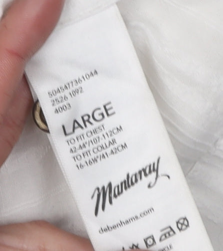 Mantaray Men's White Henley T-Shirt Size L