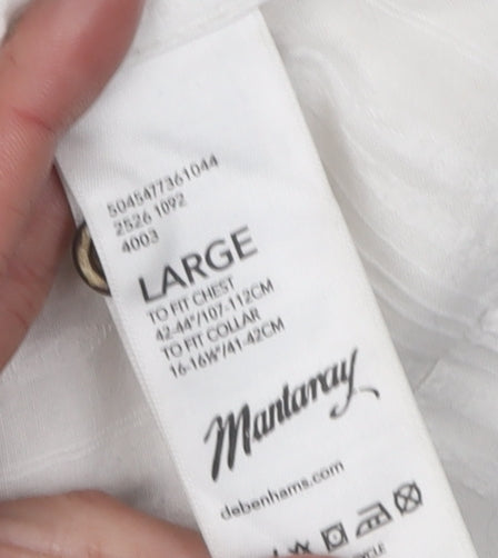 Mantaray Men's White Henley T-Shirt Size L