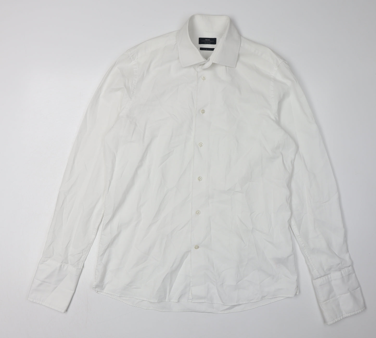 Next Men's White Cotton Long Sleeve Dress Shirt