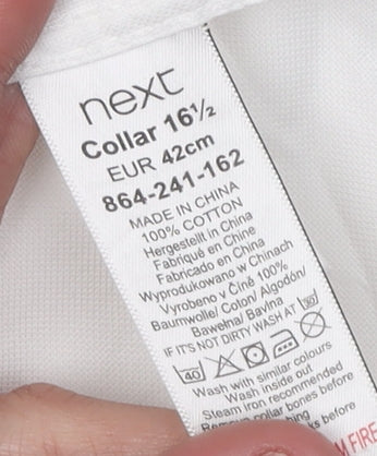 Next Men's White Cotton Long Sleeve Dress Shirt