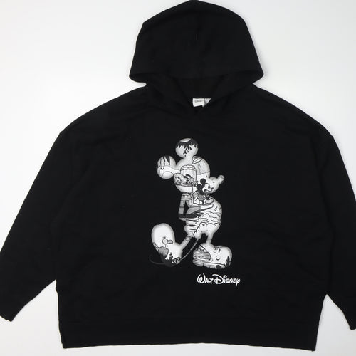 Disney Unisex Black 2XL Logo Hoodie Pullover Casual