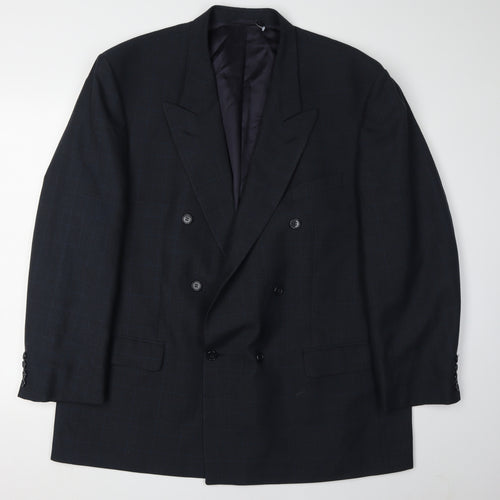 James Barry Men's Blue Check Blazer, Size 48R, Formal