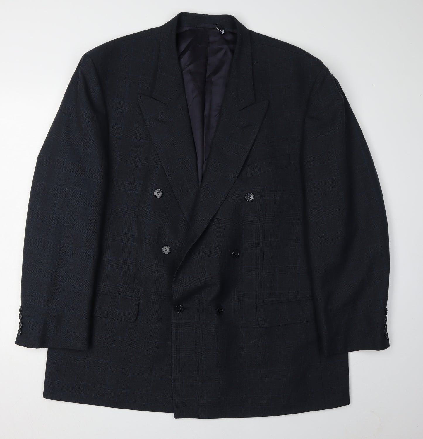 James Barry Men's Blue Check Blazer, Size 48R, Formal