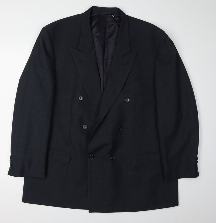 James Barry Men's Blue Check Blazer, Size 48R, Formal